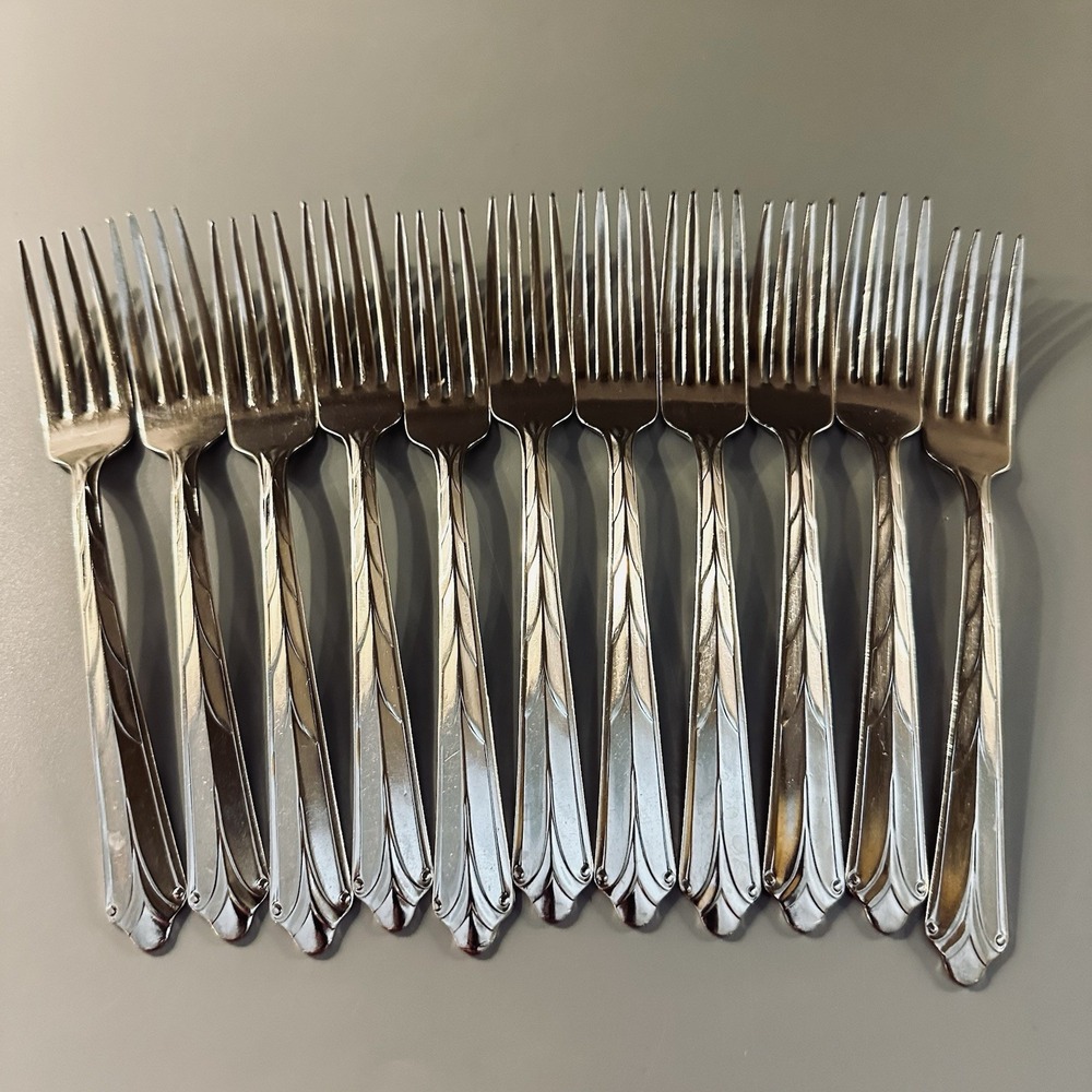 12 Vtg Ekco Stainless DINNER Forks Kenilworth Flatware Fork Set of 12